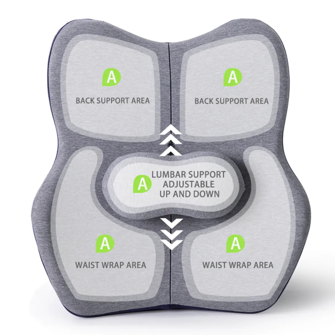 Pigna Ergonomic Memory Foam Chair Back Support - Adjustable Cushion
