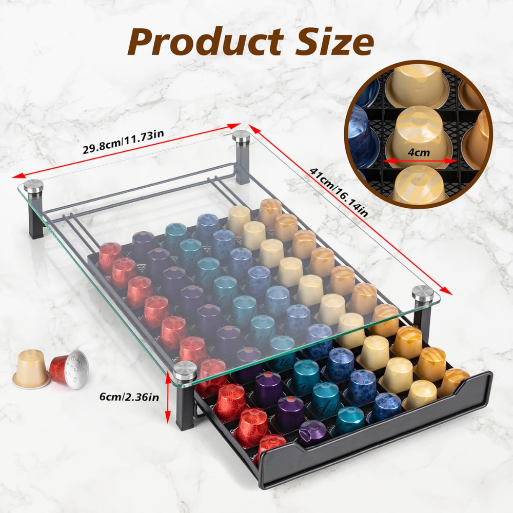 Pigna Nespresso Coffee Pod Storage Drawer (Holds 60 Pods) - Coffee Station