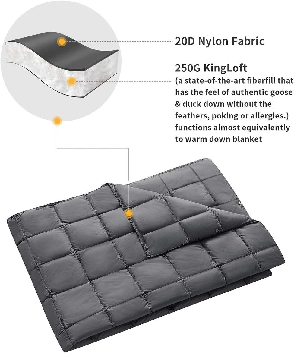 Pigna Down Lightweight Camping Blanket with Buttons - (140cm x 200cm)