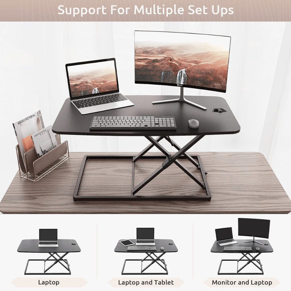Pigna Sit-Standing Desk Converter with One Touch Gas Spring - 80cm x 50cm
