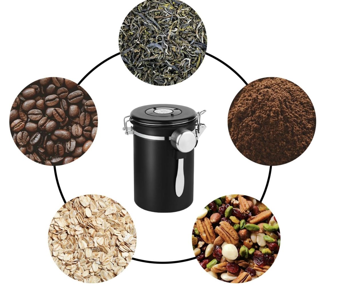 Pigna Airtight Stainless Steel Coffee Storage Jar - 1800ml