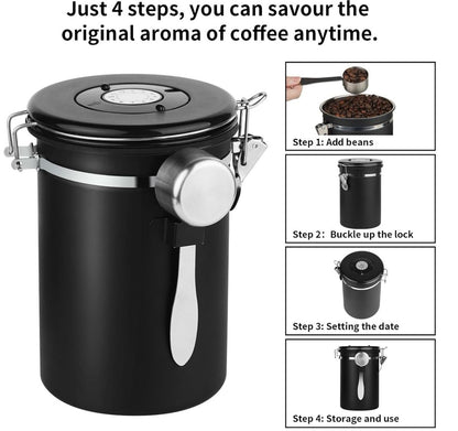 Pigna Airtight Stainless Steel Coffee Storage Jar - 1800ml