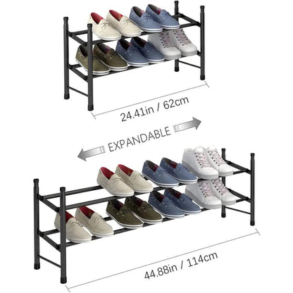 Pigna Expandable Length Shoe Rack - (2-Layered Freestanding Stackable)