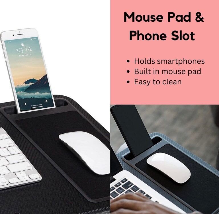 Pigna Cushion Lap Desk - 17"Laptop - Mousepad & Phone Holder - Couch & Bed