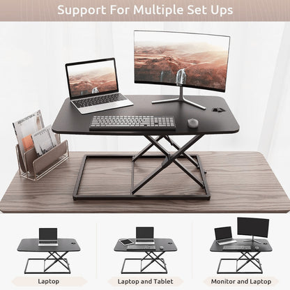Pigna Sit-Standing Desk Converter with One Touch Gas Spring - 80cm x 50cm
