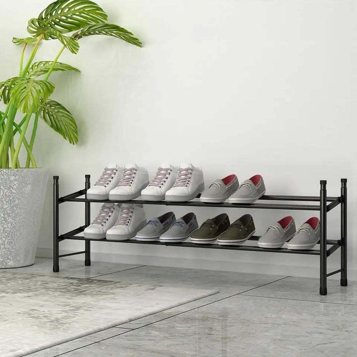 Pigna Expandable Length Shoe Rack - (2-Layered Freestanding Stackable)