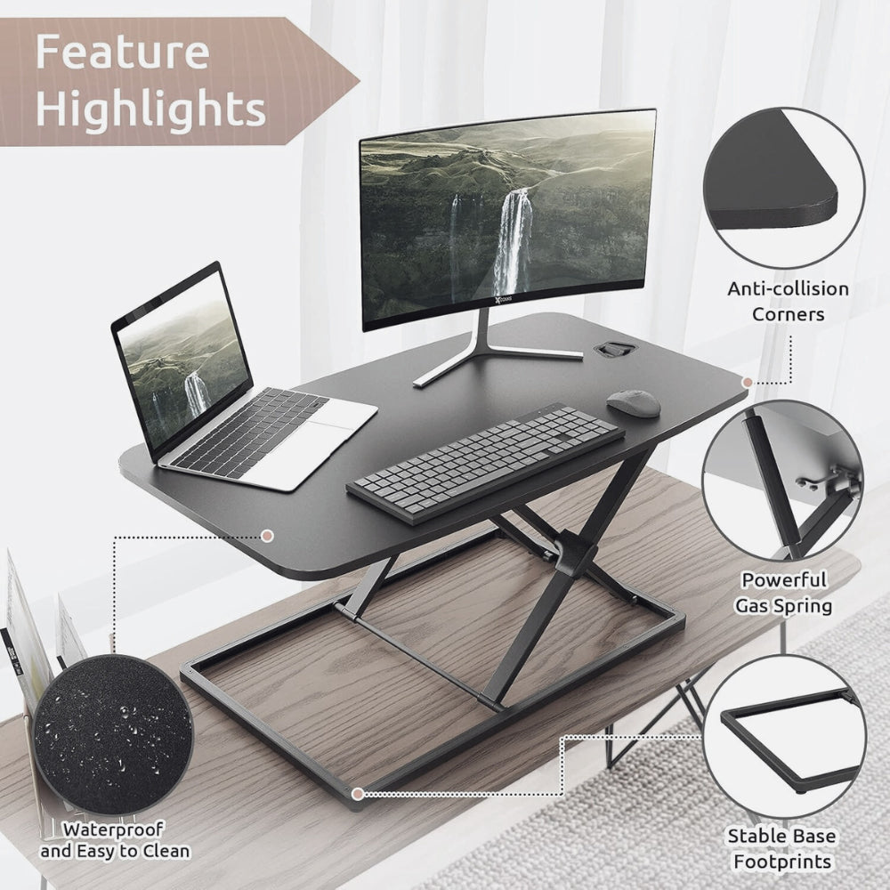 Pigna Sit-Standing Desk Converter with One Touch Gas Spring - 80cm x 50cm