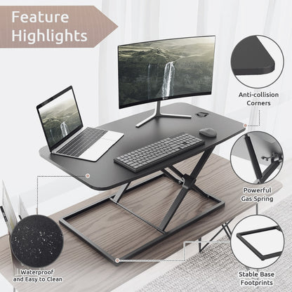 Pigna Sit-Standing Desk Converter with One Touch Gas Spring - 80cm x 50cm